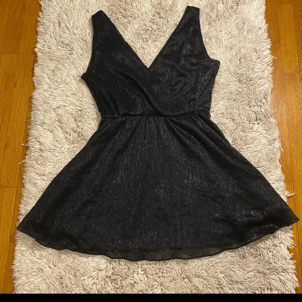 Banana Republic Sparkly Metallic Black Dress 12P